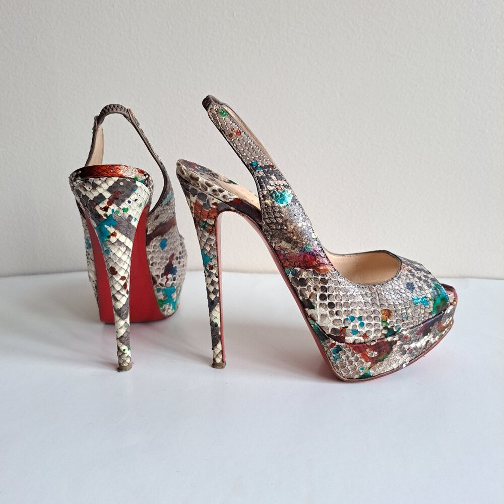 Christian Louboutin Python Leather Lady Peep Toe … - image 4